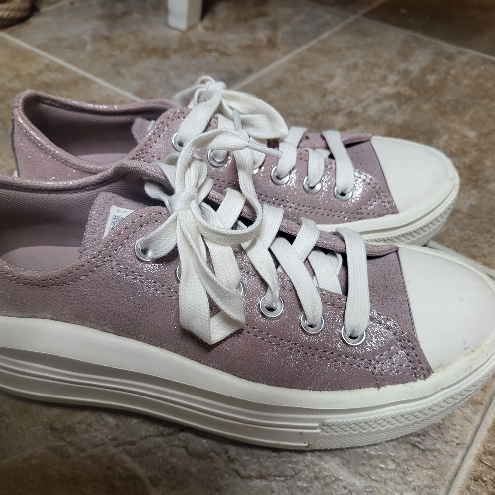 Converse Women's Sneakers in Pink Lavender and Metal Silver
